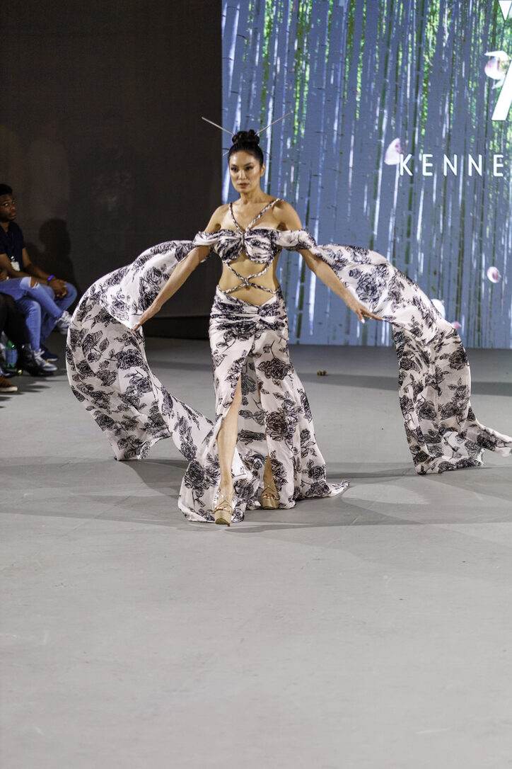 Floral winged cape from LA Fashion Week / The Bureau