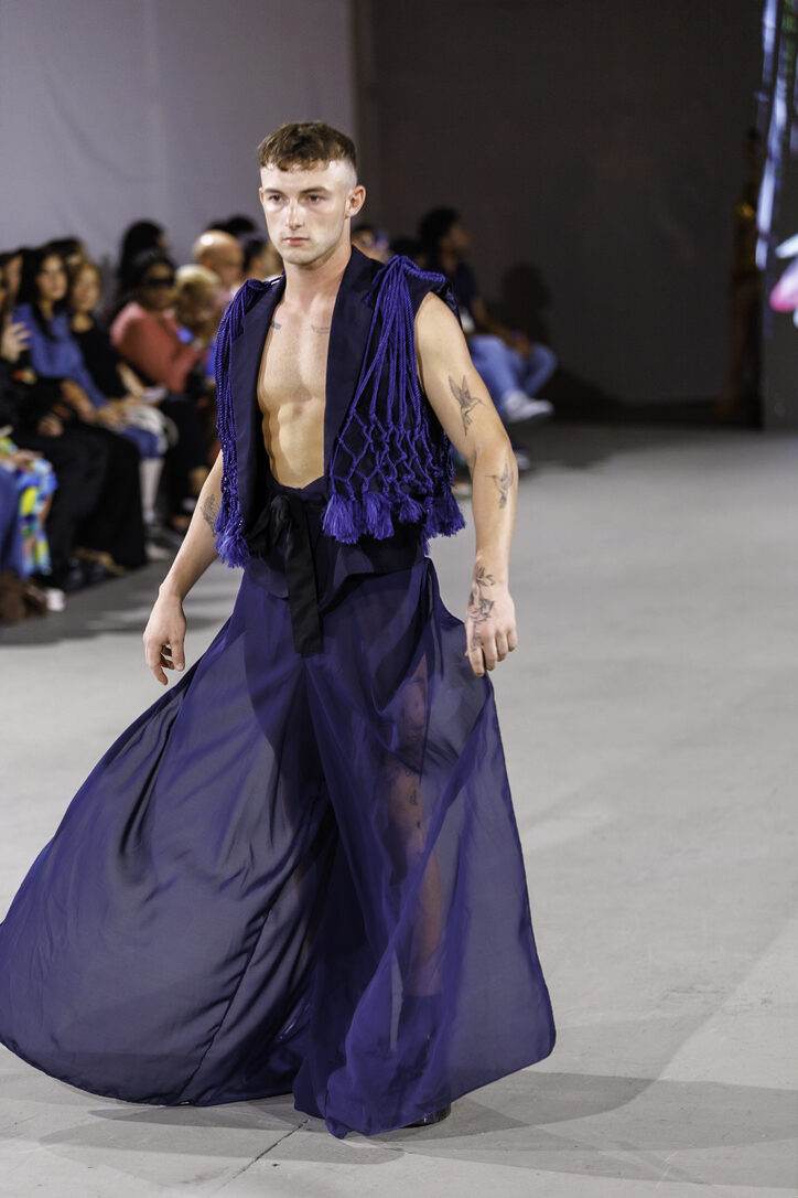 Purple draped menswear from LA Fashion Week / The Bureau