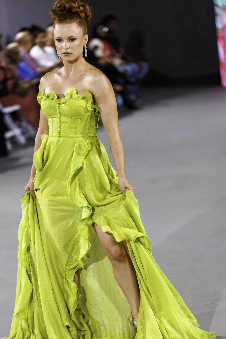 Lime corset ball gown from LA Fashion Week / The Bureau