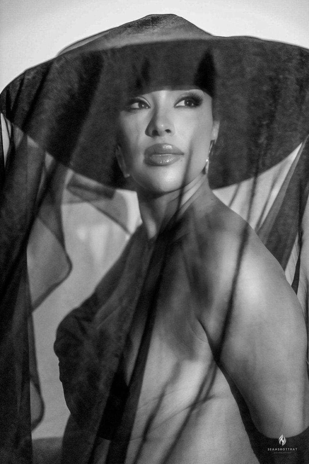 Veiled studio portrait with noir lighting by SeanShotThat