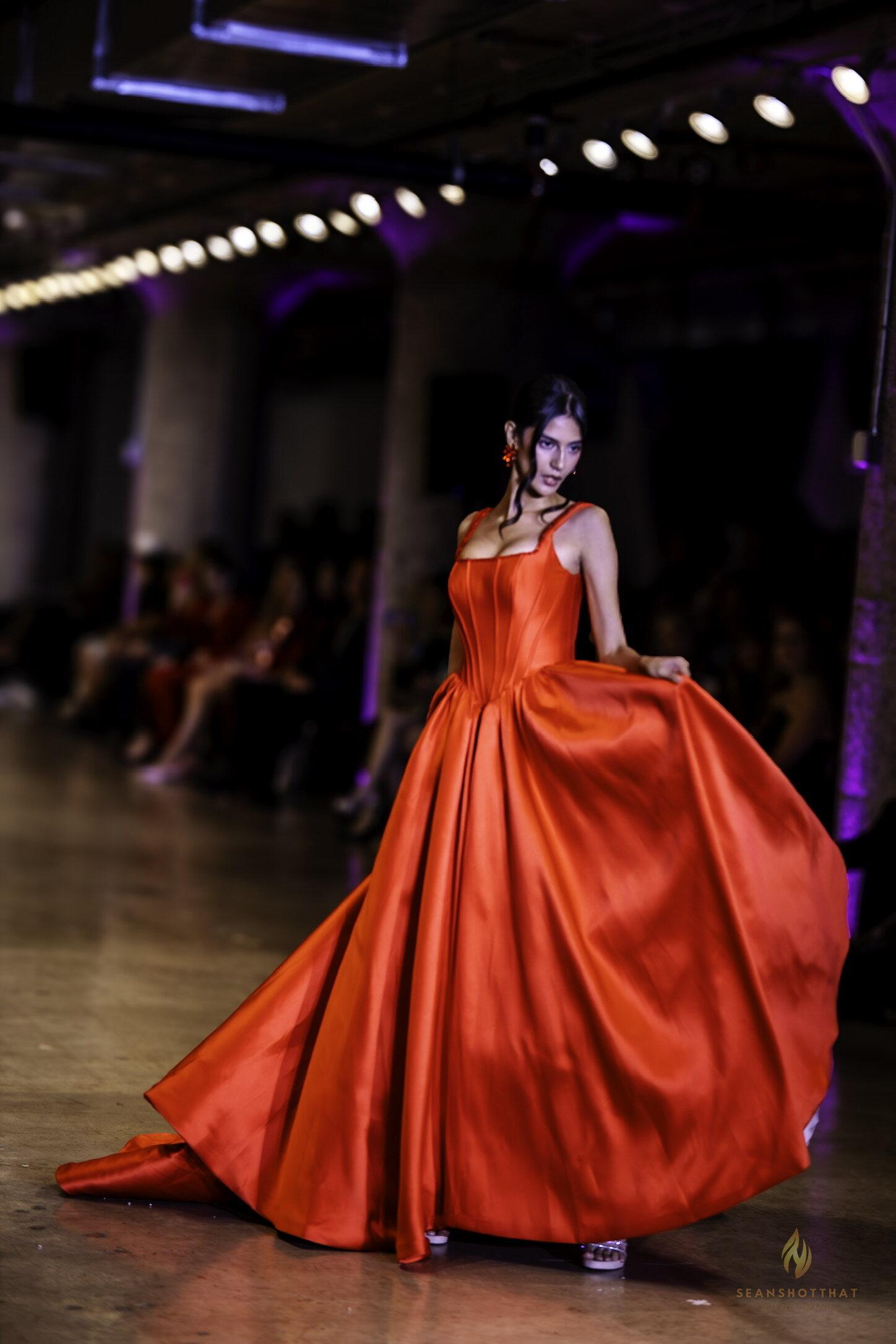 Red gown sweep from LA Fashion Week / Art Hearts Fashion