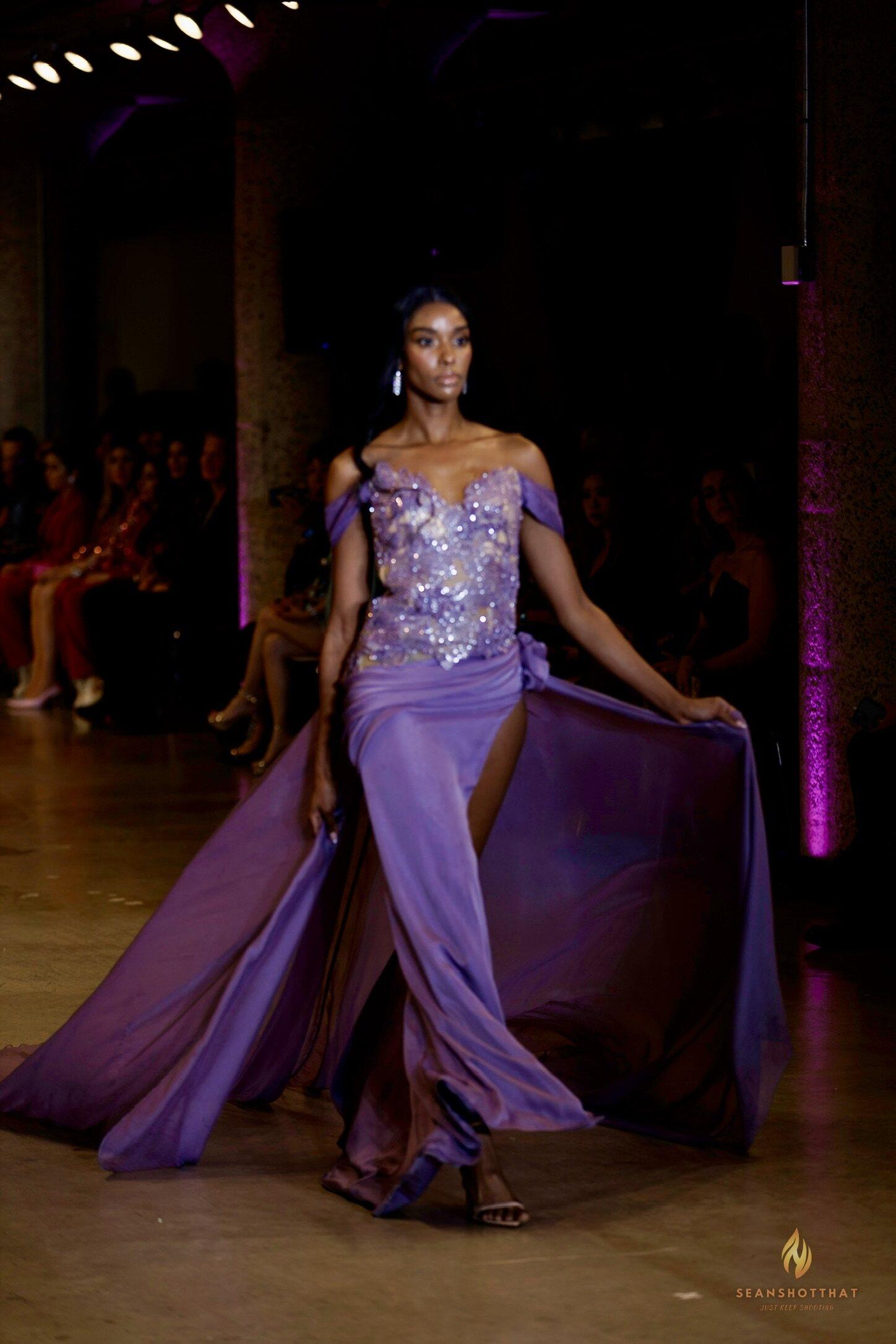 Violet runway look from LA Fashion Week / Art Hearts Fashion