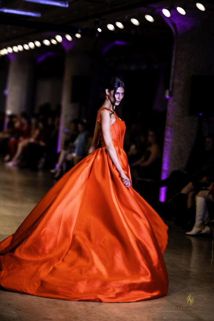 Red gown profile from LA Fashion Week / Art Hearts Fashion