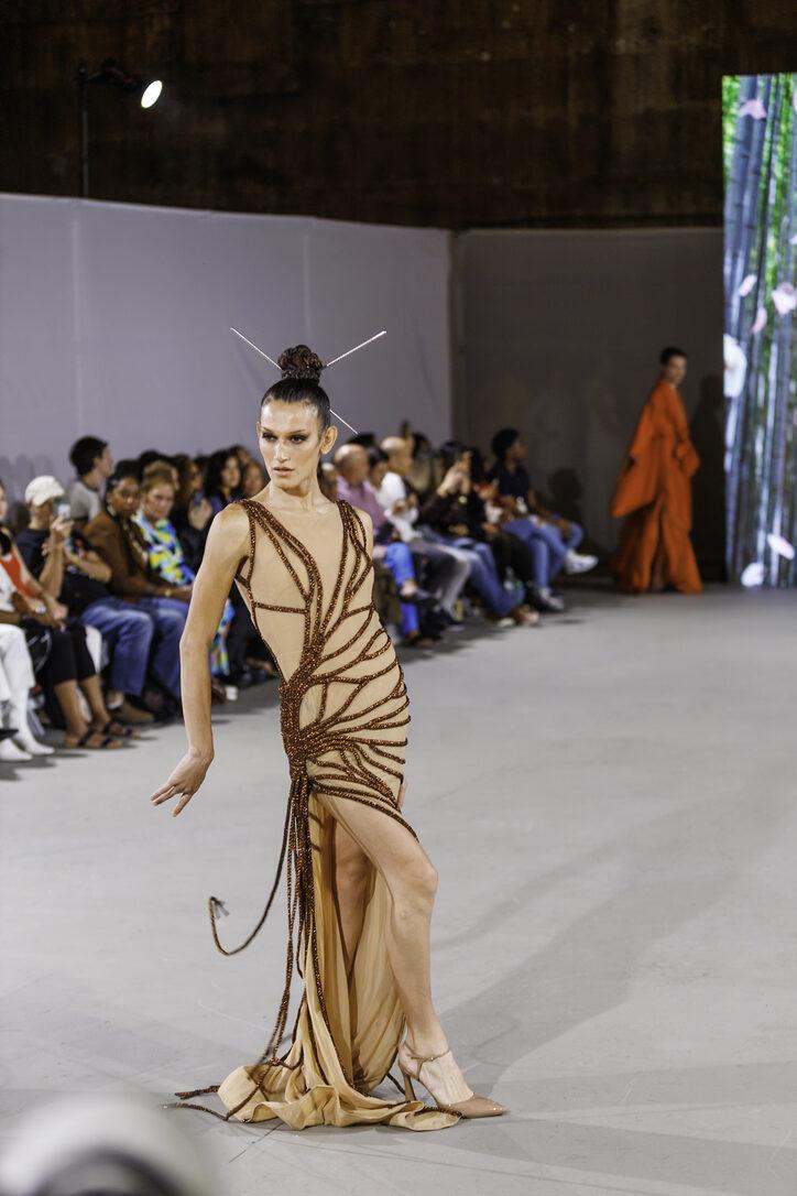 Satin column exit from LA Fashion Week / The Bureau