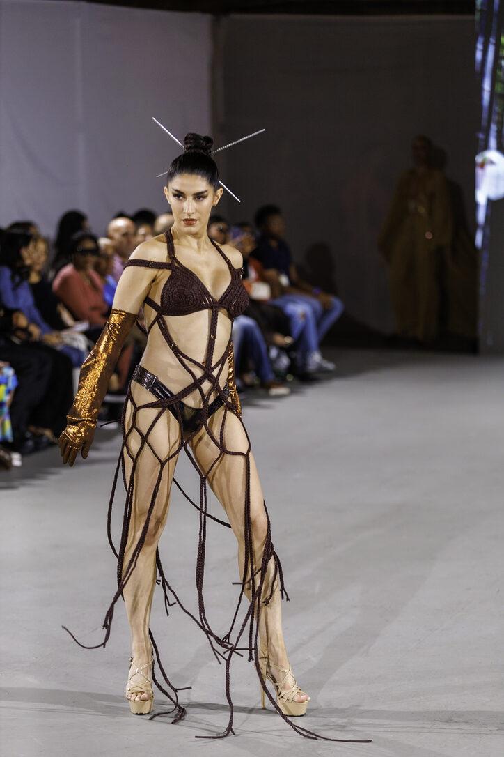 Gold metallic midi from LA Fashion Week / The Bureau