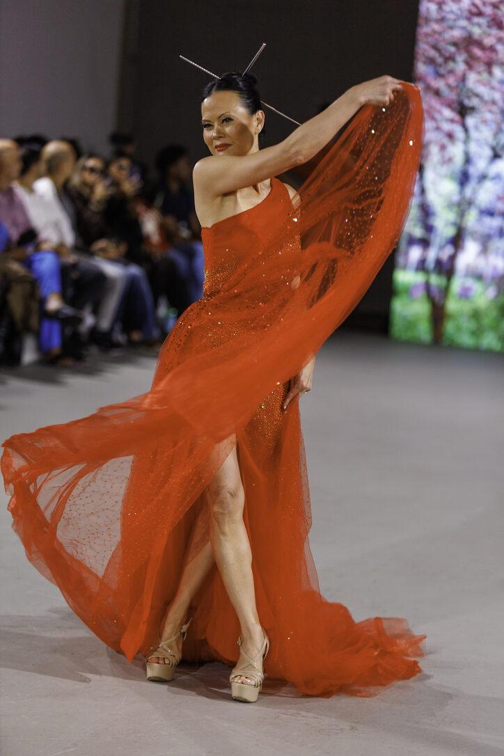 Draped evening gown from LA Fashion Week / The Bureau