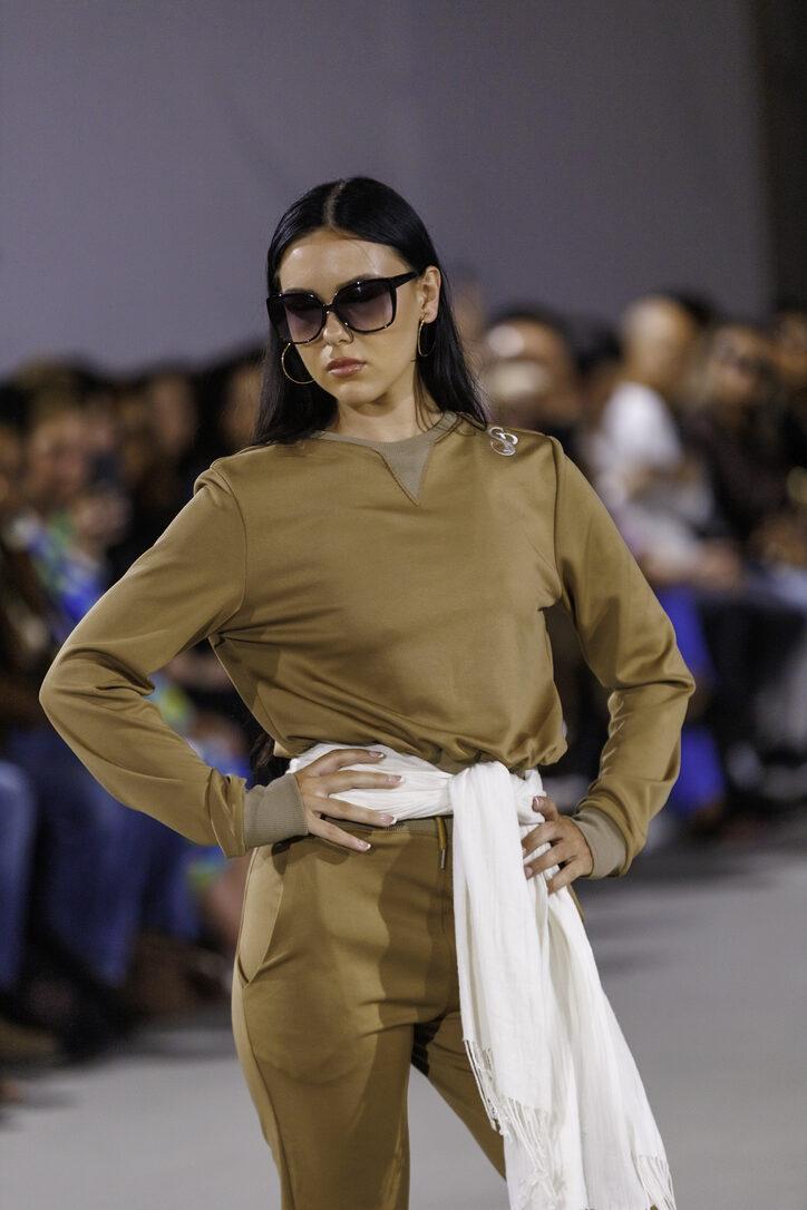 Blue sequin column from LA Fashion Week / The Bureau