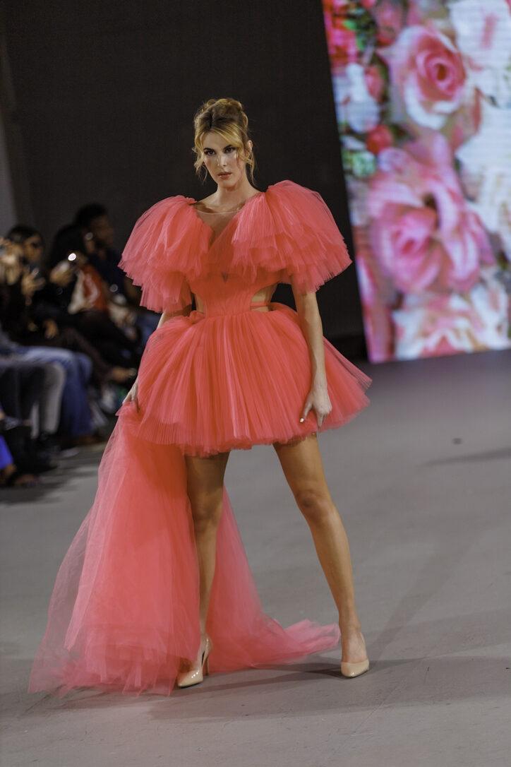 Caramel goddess gown from LA Fashion Week / The Bureau