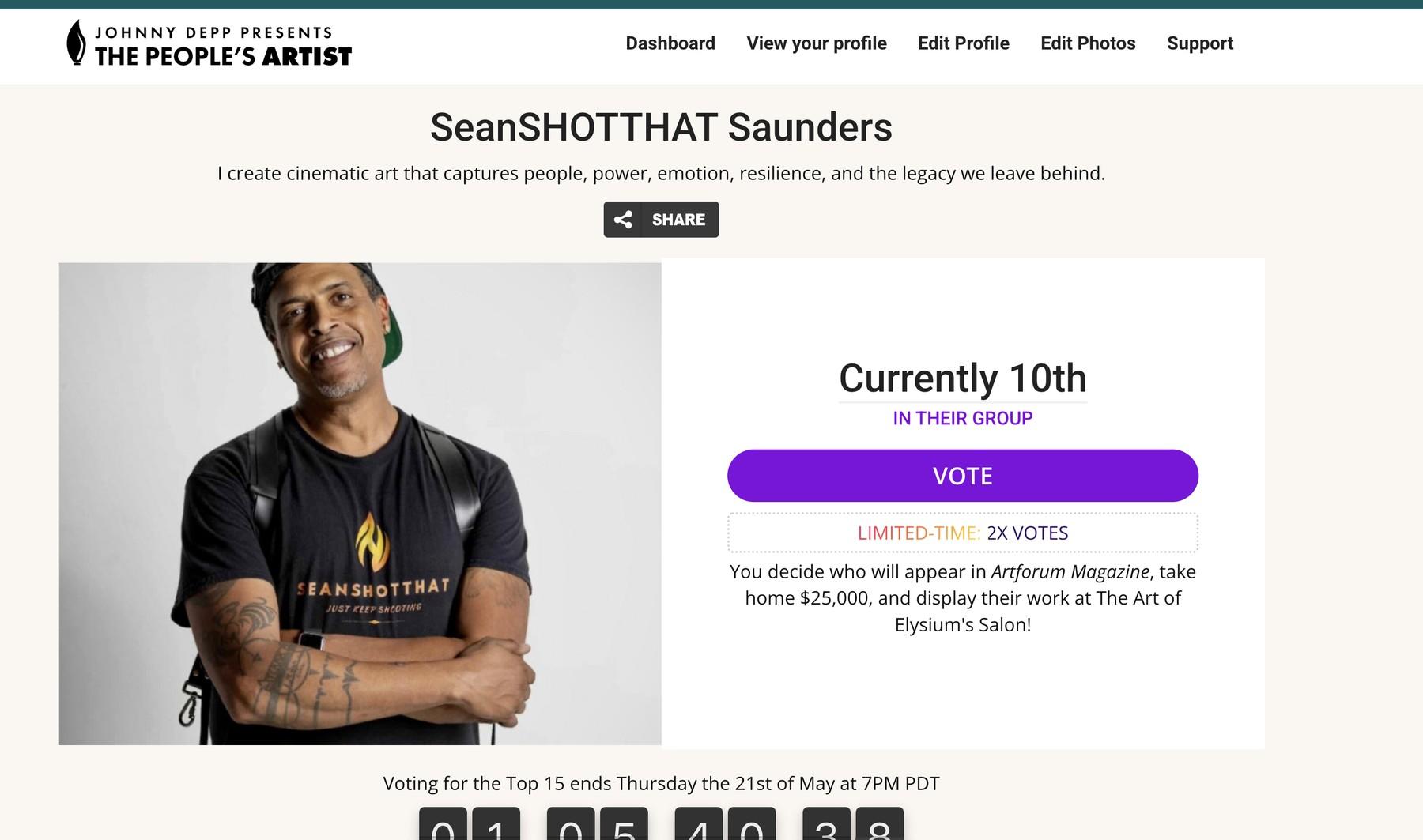 SeanShotThat Saunders voting page preview