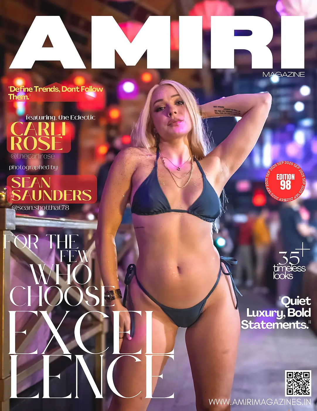 AMIRI Magazine Edition 98 cover featuring Carli Rose and crediting photographer Sean Saunders