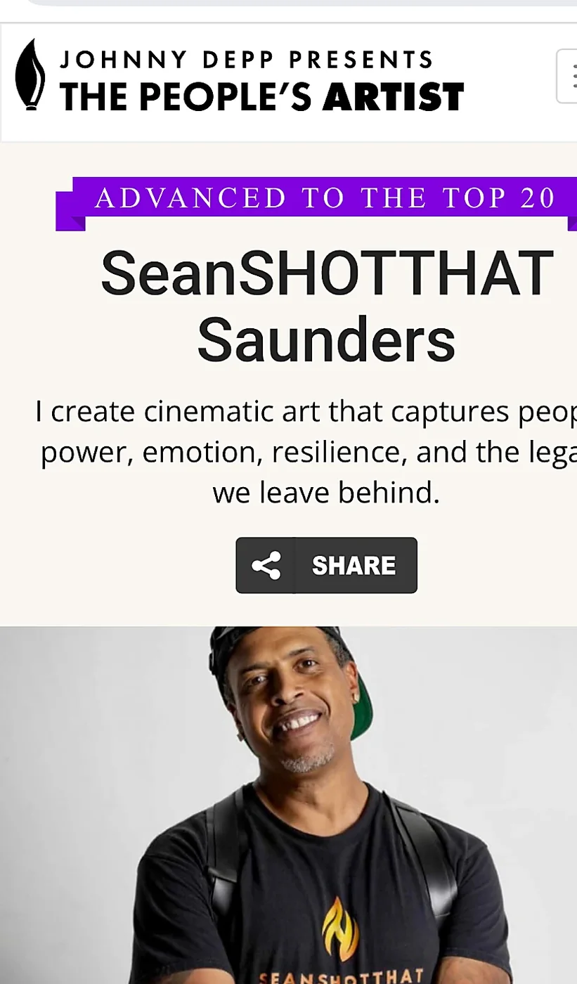 The People's Artist page showing SeanShotThat Saunders advanced to the Top 20