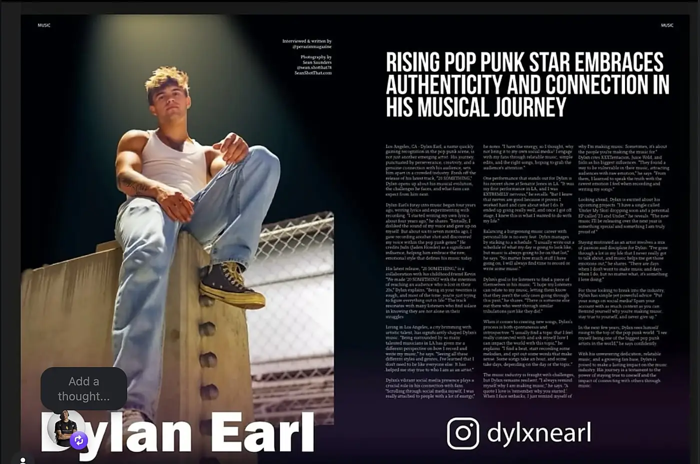Perazim LA Magazine Issue 7 Dylan Earl feature with photography credit to Sean Saunders